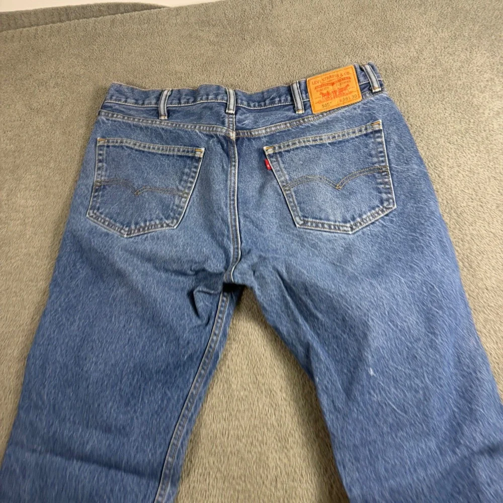 Levis 505 Regular Fit Straight Leg Mens Jeans 38x30 Medium Wash Blue Denim